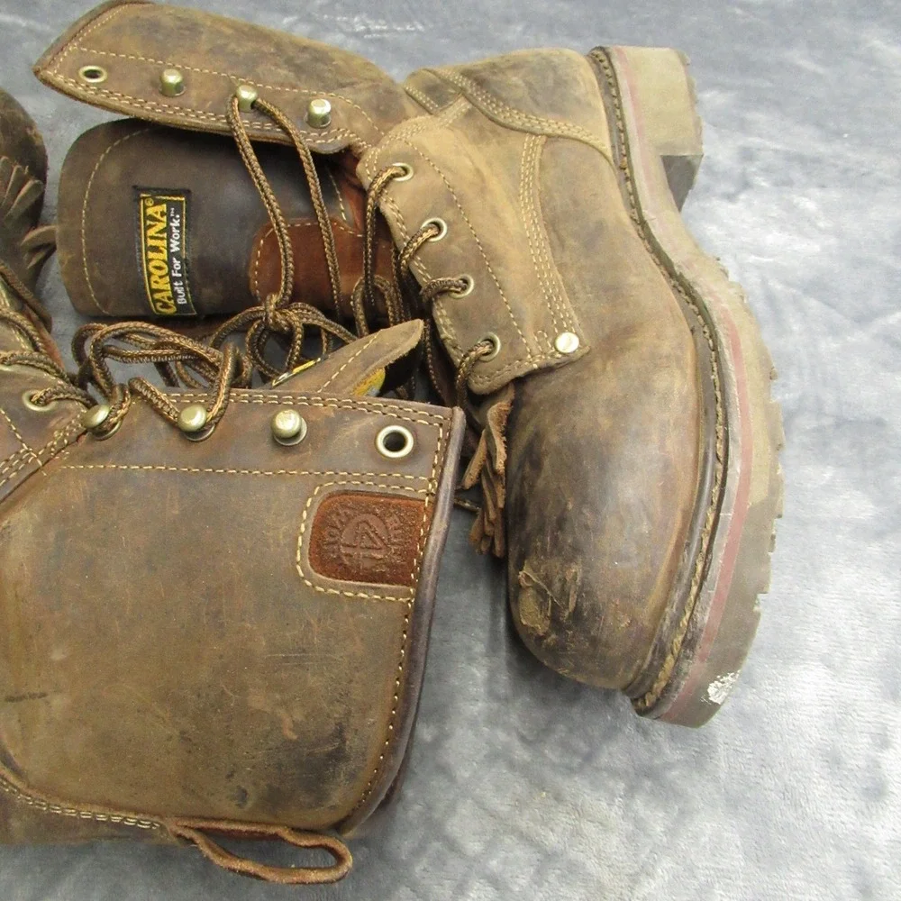 Carolina Mens Work Boots 8.5D Waterproof Composite Toe Brown Leather Lace Logger